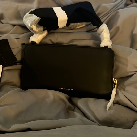 Donna Karan Black Crossbody Bag with Gold Accents - Picture 3 of 4